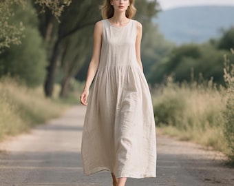 knee length dresses for ladies Amarosa Linen Maxi Dress
