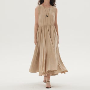 Flowy Sleeveless Linen Dress Elegant Linen Maxi Dress Women Spring Summer Loose Sundress Linen Swing Dress Modest Linen Dress Custom Dress
