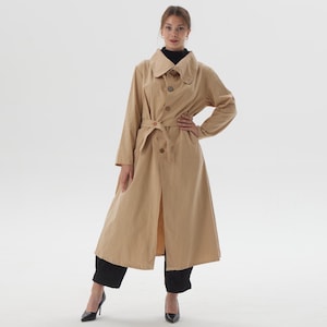 Women&#39;s Summer Coat Long Cotton Trench Coat Belted Bohemian Overcoat Minimalist Oversized Coat Elegant Fall Jacket Custom Plus Size Coat