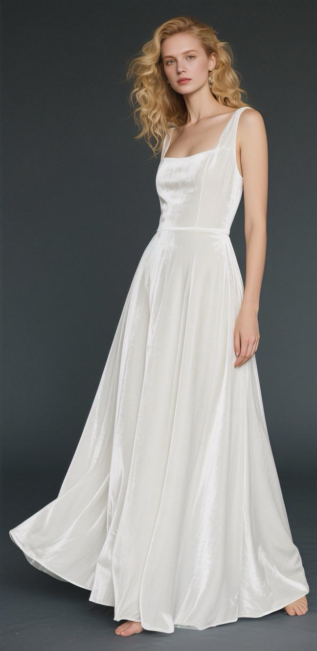 white velvet maxi dress Elegant White Velvet Sleeveless Maxi Dress | Silk Blend Backless Gown | Flowy Formal Dress | Winter Dress