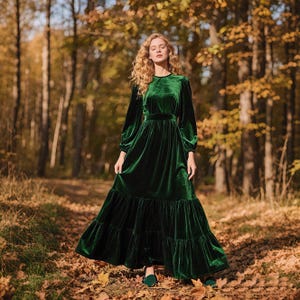 green velvet dress etsy LOMBARD | Handmade Womens Forest Green Velvet Evening Dress. Vintage Style Velvet Cocktail Dress. Dark Green Velvet Party Dress