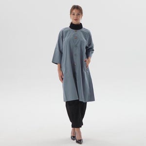 Women Summer Coat Boho Cotton Long Coat Minimalist Jacket Round Neck Oversized Coat 3/4 Sleeve Casual Fall Coat Plus Size Coat Custom Coat