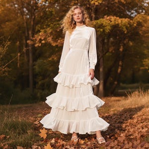 winter white maxi dress Modest – FEHRNVI Size 2XL Embellished Long Sleeve Backless Maxi
