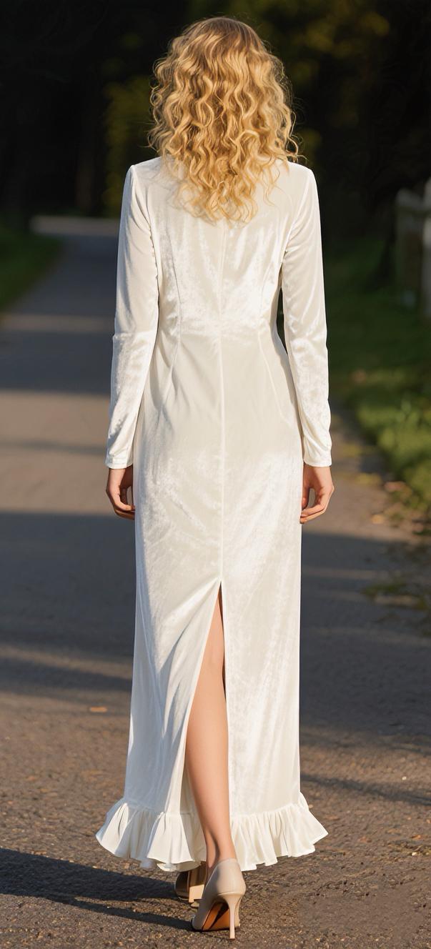 white winter dress long 15 Winter White Outfits to Try This Season