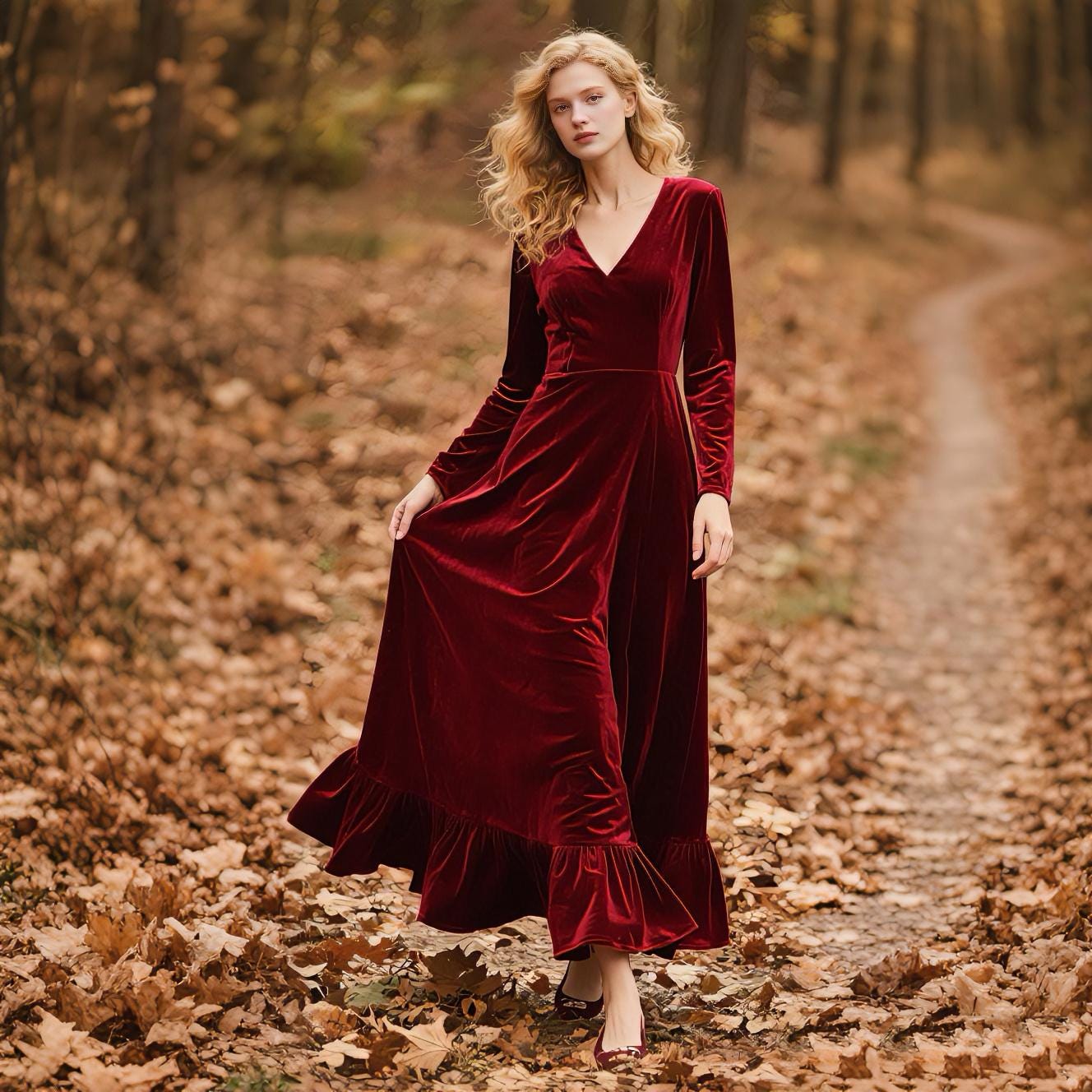 who pays for bridesmaid dresses uk Ricki Velvet Maxi Dress - Wine main image 0