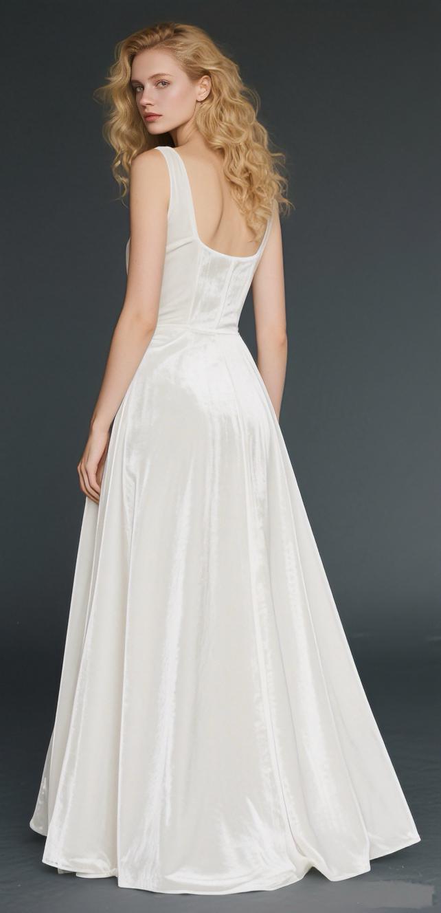 Elegant White Velvet Sleeveless Maxi Dress | Silk Blend Backless Gown | Flowy Formal Dress | Winter Dress | Minimalist Style Autumn Dress Elegant White Velvet Sleeveless Maxi Dress | Silk Blend Backless Gown | Flowy Formal Dress | Winter Dress | Minimalist Style Autumn Dress