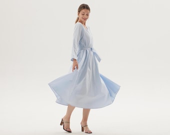 Cotton Maxi Dress With Belt and Pockets Women's Long Sleeve Dress 100% Cotton Dress Elegant Dress Fairy Dress Spring Dress Plus Size Dress