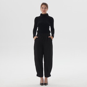 Custom Women Cotton Pants Spring Summer Pants with Side Pockets Loose Trousers Elastic Waist Pants Retro Casual Pants Women Plus Size Pants