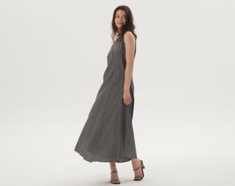 Linen Dress for Women Linen Maxi Dress Casual Linen Dress Spring Summer Linen Dress Minimalist A Line Maxi Dress Plus Size Sleeveless Dress