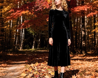 black wedding dresses images Mac Duggal - Black Velvet One Shoulder Trumpet Gown With Flowers main image 1