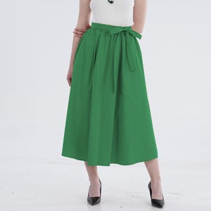 Custom Maxi Skirt with Belt Elastic Waist Plus Size 100% Cotton Skirt with Side Pockets Spring Summer Retro Plus Size Skirt Boho Maxi Skirt