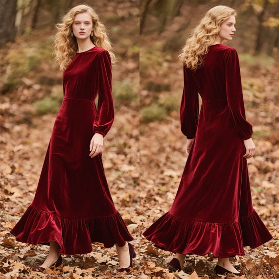 wine red winter dress autumn winter French retro square neck lady style wine red velvet slit dress light dress