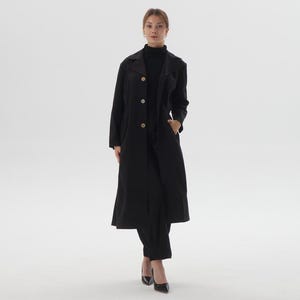 Women Summer Casual Coat Trench Coat Long Coats Long Sleeves with Pockets Collared Jacket 100% Cotton Boho Maxi Coat Fall Plus Size Coats