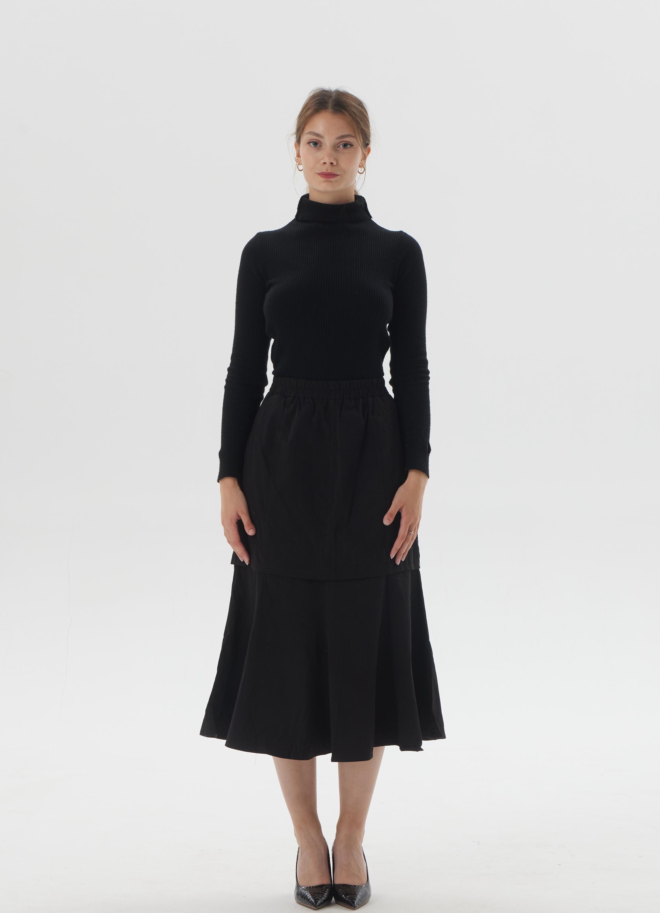 Custom Cotton Classic Skirt With Elastic Waist Side Pockets