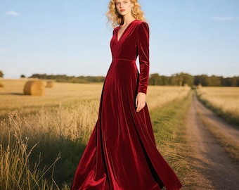 formal winter maxi dress Silver Gray Velvet Dress Women, Elegant Floor Length Velvet Gown, Long Sleeve Winter Maxi Dress, Handmade Formal Evening Dress Custom Dress