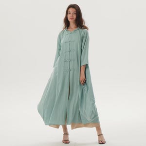Linen Coat Linen Cardigan Summer Fall Coat Hooded Coat Casual Loose Robes Long Sleeves Dress Linen Maxi Coat Jacket Womens Plus Size Coat