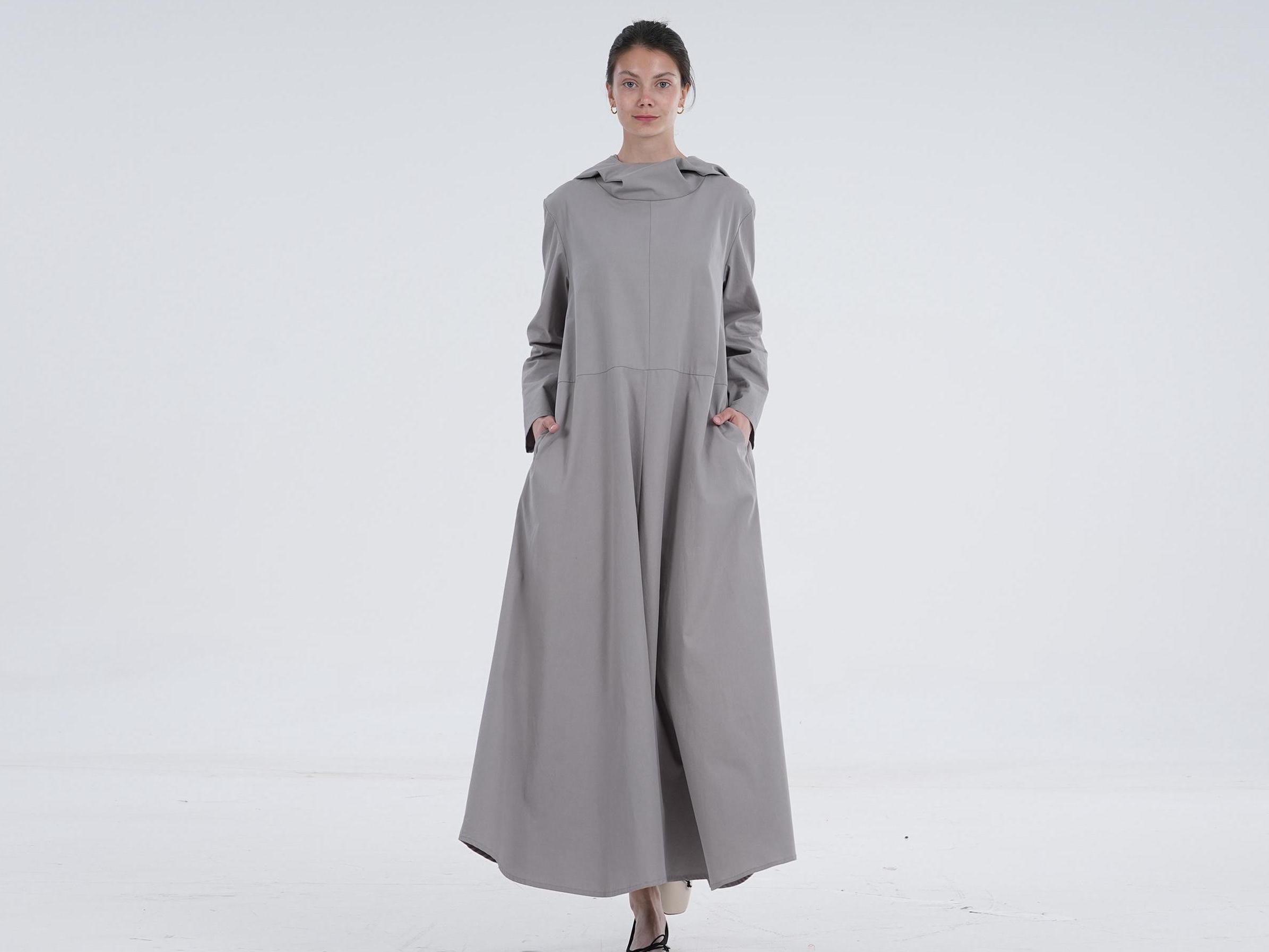 Kaftan Kleid für Frauen Kapuzen Kleid 100% Baumwolle Kleid Lässig Lose Roben Lange Ärmel Shift Kleider Maxi Kleid Benutzerdefinierte Kleid Plus Größe Kleid