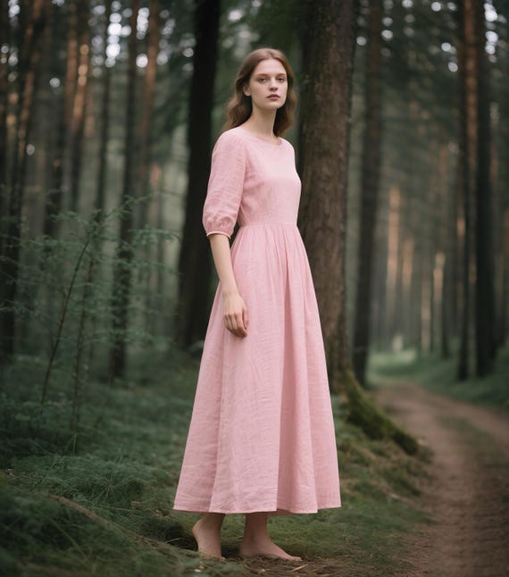 linen flowy maxi dress Tencel Linen Flowy Maxi Dress L / Green main image 1