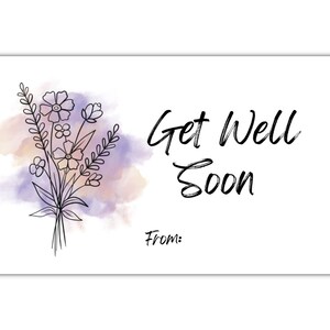 Get Well Soon Self Care Printable Gift Tags Set, Minimalist Lineart ...
