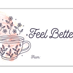 Get Well Soon Self Care Printable Gift Tags Set, Minimalist Lineart ...