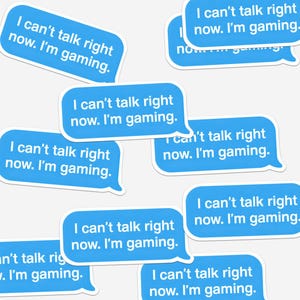 Adesivo de balão de texto "Não posso falar agora, estou jogando" - Adesivo de vinil para garota gamer para console, laptop, garrafa de água, estética fofa para jogos