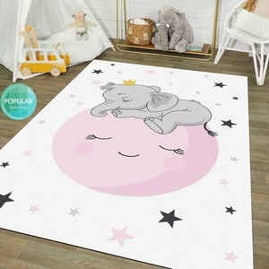 Elefant Kinder Teppich, Elefant Designer BabyTeppich, Süßer Tiere Teppich, Babyzimmer Dekor, Baby Tiere, Jungen Zimmer Dekor, Tier Dekor