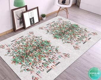 Vinyl vloerkleedloper met vintage tegels en decoratief frame. Turkse tegels ontwerp, gedrukt op vinyl vloermat. Runner vloerkleed.