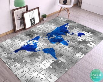 World, Puzzle Rug, Map Area Rug, Vintage Rug, Modern Rugs, Livingroom Area Rug, Home Decoration Rug, Housewarming Gift, The Marauders Map