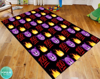 Emoji Rug, Kids Rug, Pillow Case Gift, Nursery Rug, City Road Rug, Washable, Non-slip Play Mat, Metropolis City Play Rug, Kinderkarten