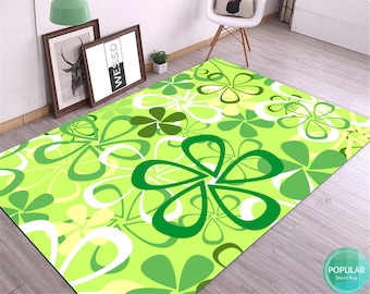 Vintage Carpet, Olive Green Rug,Vivid Colors, Boho Rug, Digital Print Carpet, Washable Rug, Living Room Rug, Decorative Rug, Washable Carpet