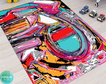 Graffiti Rug, Themed Rug, Abstract Grafiti, Rugs for Living Room, Popular Rug, Home Decor Rug, Non slip Carpet, Decorative Rug, Area Rug