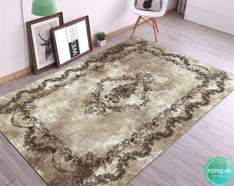 Turkish Rug, Dusty Faded Vintage Oushak Medallion Boho Area Rugs