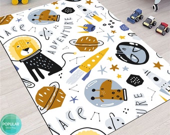 Area Rug, for Bedroom Cartoon Space Planet, Pattern Carpet Rugs, for Children Rooms, Modern Home Decor, Solar System Rug, Educational Rugs