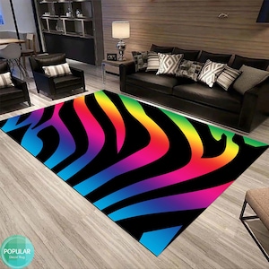 Rainbow Leopard Art, Leopard Pattern Rug, Zebra Designer Mat, Leopard Carpet, Animal Runner, Leopard Special