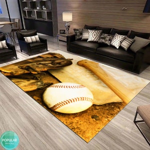 Baseball Rug,Boys Room Mat, Game Carpet,Baseball Pattern Round,Popular Rug,Themed Rug,Home Decor,Gift For Him,Gift For Her,3D