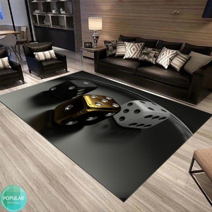 Tappeto con simboli delle carte da gioco, tappeto di design della sala dei giocatori di poker, regalo del casinò, regalo di arredamento della sala da gioco, tappeto di arredamento per feste del casinò, tappeto di dadi da poker