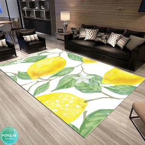 Lemon Tree on High Quality Rug, Lemon Rug, Kitchen Rug, Floor Rug, Laundry Rug, Farmhouse Rug, Bathroom Rug, Lemon Decor, Lemon Area Rug