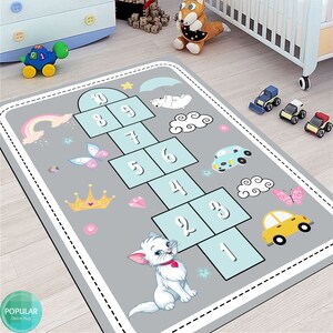 Nursery Rug, Hopscotch Rug, Kids Room Rug, Floor Rug, Area Rug, Popular Rug, Play Mat, Play Rug, Game Room Rug, Custom Rug, Personalized Rug