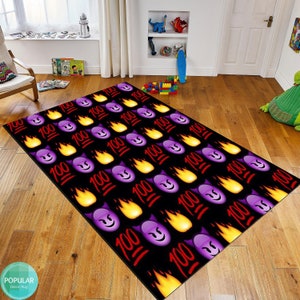 Emoji Rug, Kids Rug, Pillow Case Gift, Nursery Rug, City Road Rug, Washable, Non-slip Play Mat, Metropolis City Play Rug, Kinderkarten