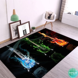 Guitar Rug, Song Mat, Instrument Mat, Music Room Carpet, Art Lover Gift, Musical Runner, Instrument Gift, Best Quality Rugs, Area Floor Rug