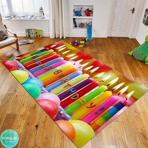 Sehr bunt, alles Gute zum Geburtstag Teppich, Geburtstagsgeschenk, Geburtstagskunst, Geburtstagsdekor, Geburtstag Designer, Teppich für Party, besonderer Tagesläufer