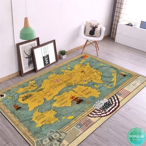 Amerika Karte Teppich und Tiere, Kartenmatte, Plan Teppich, 100 Accre Holzkarte Läufer, Die Weltkarte Teppich, Kinder und Baby spielen, Teppich für Wohnzimmer