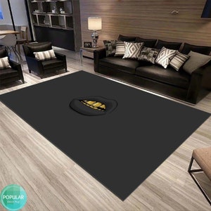 Black Lipstick Rug,Patterned Carpet,Lip Decor Mat,Art Print,Artistic Decor Carpet,Area Rug,Abstract Rug,Artistic Decor,Painted Rug