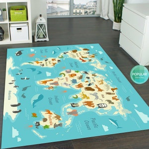 Blau Atlas Ozean Matte, Welt Teppich, Spiel Läufer, 100 Acre Holz Karte Teppich, Kartenmatte, Kinder Spielteppich, Teppich für Wohnzimmer, Wohnkultur Teppich