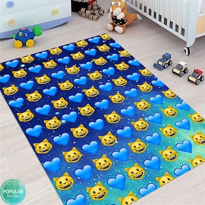 Emoji Teppich, Kinderteppich, Kissenbezug Geschenk, Kinderzimmer Teppich, City Road Rug, Waschbar, Rutschfest, Metropole Stadt Spieldecke, Kinderkarten
