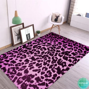 Lila Leoparden Teppich, Leopardenmuster, Zebrateppich, Zebra-Muster, Tierteppich, Leopardenmuster, Leoparddekor, Kunstdekor, Wildtierteppich