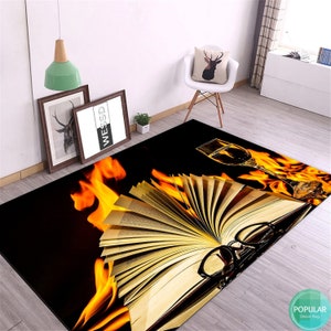 Library Librarian Book Lover Pattern Print Area Rug, Library Decor, Gift For Book Lover, Rugs For Living Room
