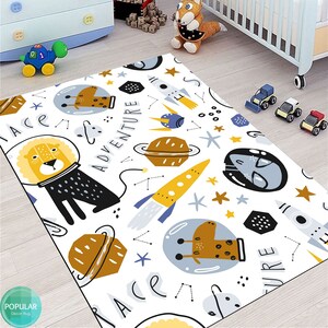 Alfombra de área, para dormitorio Cartoon Space Planet, alfombras de patrón, para habitaciones de niños, decoración moderna del hogar, alfombra del sistema solar, alfombras educativas