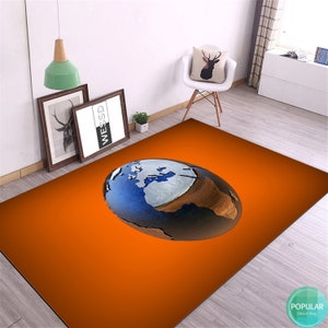 Orange Globus Teppich, Planet Matte, Weltraum Teppich, Sonnensystem, World Runner, Geschenk Sonne, Sunshine Designer, Daystar Matte, Galaxiesystem, Milchstraße