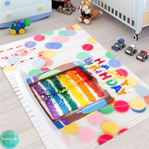 Happy Birthday Rug, Balloon Rug,happy Birthday Decor, Birthday Gift ...